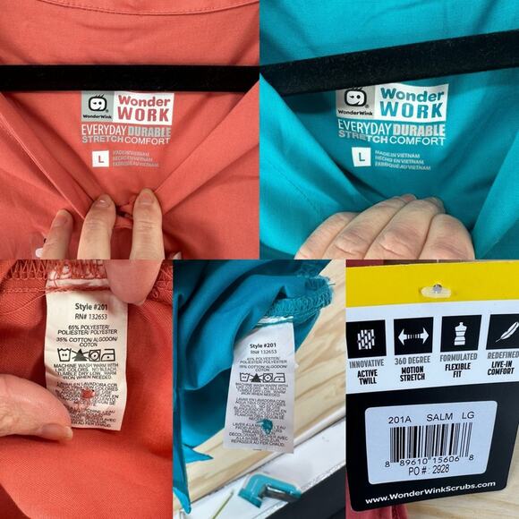 NWT WonderWink Wonderwork Women’s Smock Lot women’s large salmon and teal blue - Picture 10 of 12